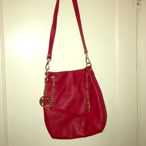 Red, leather Michael Kors purse